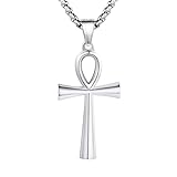 URONE Ankh Halskette für Männer Sterling Silber Ägyptische Ankh Anhänger Halskette Ankh Schmuck Geschenke