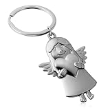 CraftWerk Schutzengel Schlüsselanhänger mit Herz - Glücksbringer für Prüfungen, Führerschein oder als Geschenk - Silberfarben - 8,5 x 3,5 cm