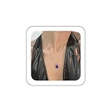 Inateannal Vintage Tropfen Saphir Halskette Blauer Saphir Anhänger Halskette Saphir Kristall Choker Halskette Gold Cz Saphir Wassertropfen Halskette Saphir Braut Kette Halskette