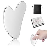 Gua Sha Edelstahl, Gua Sha Stein Gesichtswerkzeug, Guasha Scraping Massage Tool, Metall Lymphdrainage Massageschaber für Gesicht, Augen, Hals, Körper