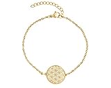 Nuoli® Lebensblume Armband Damen Gold (15 + 5cm verstellbar) Armkette für Frauen & Mädchen mit Blume des Lebens Anhänger