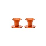 Kunstindustrien® The Bell Kerzenhalter Stabkerze, in 16 Farben erhältlich, Minimalistischer Kerzenständer aus Eisen, Candle Holder für Kerzen mit Durchmesser von 21-23 mm, 2er-Set (Orange)