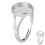 BENECREAT 925 verstellbarer Ringsockel Aus Sterlingsilber 12×10mm Platin Oval Edelstein Ring Fassungen Fingerring Rohlingbasis Für DIY Edelsteinring Schmuckhandwerksherstellung