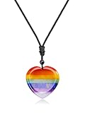 JSDDE Chakra Kette Herz Edelstein Anhänger Halskette Heilstein Kette Sorgenstein Anhänger Amulett Kette Glücksbringer Schmuck für Damen Herren