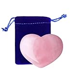 GUJOXILA 45mm Rosenquarz Herz Groß Kristalle Sorgensteine Heilsteine Herzförmig Sorgen Edelsteine Massagesteine für Meditation,Stress abbauen Rosa Liebe Kristall Steine Valentinstag Geschenke