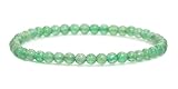 Echtes Grüner Aventurin Edelstein Armband mit runden 4mm Perlen - verschiedene Längen - Heilstein Schutzstein Edelsteinarmband Glücksbringer Talisman Geschenk (Gr. Avent., 18CM)