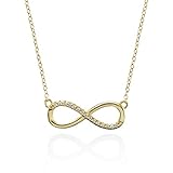 namana Halskette mit Unendlichkeitszeichen mit Zirkonia, 18 Karat vergoldet, 18 Karat Roségold vergoldet oder rhodinierte Sterling Silber Halskette, Unendlichkeitszeichen Anhänger (Gold, Silber)