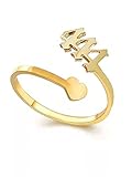 AJRUIER Gold 444 Engelszahl Handgestempelter Edelstahlring - Numerologie 111, 222, 333, 555, 666, 777, 888, 999