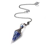 AWARDSEN Harz Lapislazuli Pendulum Edelstein Pendel Kristall, Heilsteine Natürliches Sechseckiges Edelstein Kristall Ornamente für Hexerei Zeremonie, Wahrsagen, Reiki Heilung und Esoterik Geschenke