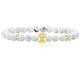 Oneress Sternzeichen-Armband für Damen, 6 mm, natürliches weißes Türkis, Sternzeichen, Horoskop-Armband, 12 Sternbilder, Charm-Armband, Gebetssegen-Armband, Unisex, Stein