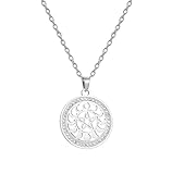 EUEAVAN Mondphasen-Halskette für Frauen Pentagramm Pentagramm-Anhänger Dreifache Göttin Sonne Halbmond Vollmond Charme Pagan Schmuck Wiccan Geschenk (Silber 1)