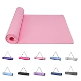 Good Nite Yogamatten Für Frauen Rutschfeste Strukturierte Oberflächen Gymnastikmatte Yoga Matte Dicke 6 mm Mit Tragegurt Tpe-Übungsmatte Für Yoga Pilates Gymnastik (183X61cm) (Rosa)