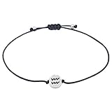 Selfmade Jewelry Armband Damen Silber Sternzeichen Größenverstellbares Makramee Armkettchen Handmade Inkl. Geschenk-Verpackung (Wassermann)