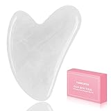 Natürliches Gua Sha Stein Jade 100% Natur-Stein Herzform Kratz-Massage Tool für Gesicht, Augen, Hals zur Hautpflege, Schönheit und Entspannung der Körpermuskulatur (Weiß)
