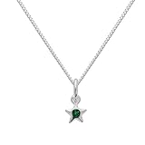 Sterlingsilber & Smaragd CZ Kristall Mai Geburtsstein Stern Anhänger an 45,7 cm (18 Inches) Kette