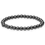 Lebensquelle Plus Kugelarmband | Perlen Armband 6 mm | Hochwertiges Edelsteinarmband | Natur Stein Edelsteinarmband dehnbar (Hämatit (magnetisch))