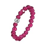 Hernin Perlen Ringe Damen Elastisch Naturstein Stretch Ring Kristall Perlen Ringe mit Goldperle Naturstein Perlen Ring Anti Stress Ring Elastischer Ring Bunt Stapelbar Ring Damen Mädchen (Rosa)