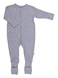 Joha Baby Unisex Schlafoverall aus Reiner Merino-Wolle, Größe:86-92, Farbe:grau Melange