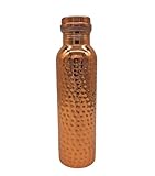 AB India Crafts Kupfer Trinkflasche Hammerschlag Design – 99,9% reines Kupfer – Ayurveda Wasserflasche, handgefertigt in Indien, 900 ml