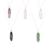 5 Stücke Steine Wire Wrap Kette, Hexagon Edelsteine Anhänger, Quarz Anhänger Halskette, für Yoga-Schmuck, Alltagskleidung Passen, Muttertagsgeschenk (5 Farben)