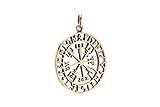 Großer Wikinger Schutz-Anhänger ODINSØN Ø 3.6 cm Vikings Vegvísir Kraft Amulett Wikinger Schmuck Bronze