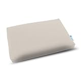 Yogan Kopfkissen/Kopfpolster (2,5 cm) für Yoga/Pilates, Außenbezug aus Bio-Baumwolle (abnehmbar und waschbar), Innenbezug mit recycelter Faserfüllung, 30 x 20 x 2,5 cm, Elfenbeinweiß