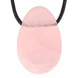 Lebensquelle Plus Rosenquarz Tropfenanhänger | Gebohrter Trommelstein Tropfen Anhänger mit Baumwollband | Hochwertiger Edelsteinanhänger