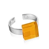 Ring mit Stein in sonnengelb (10mm) • Geburtsstein Schmuck Damen • Kleiner Edelstahlring größenverstellbar (min. Ø 17mm) • handgemacht & nachhaltig