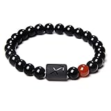 LODMLOER Schütze 12 Sternbild Sternzeichen Perlenarmband – Paar-Armband, Natürlicher Schwarzer Onyx-Stein, Elastisches Charm-Armband Für Damen Und Herren, Geburtstagsgeschenk, Schütze