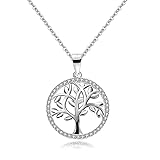 Bo&Pao Lebensbaum Kette Damen Sterling Silber 925, Halskette Baum des Lebens für Mama, 45 cm verstellbar