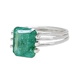 Kolumbianischer Smaragd-Edelsteinring aus massivem 925er-Sterlingsilber, handgefertigter Ring für Frauen und Mädchen, Erntedankfest-Geschenk für sie, Smaragdring mit Geburtsstein im Mai