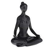 Milageto Frau Statue Yoga Figuren für Kunst Home Decor, Keramik Yoga Statue, Moderne Girl Arts Deko, Meditation Yoga Tischdeko für Bücherregal, Wohnzimmer, Garten, Stil a