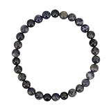 Taddart Minerals – 6 mm Kugel Armband aus natürlichen Edelsteinen auf elastischem Nylonfaden aufgezogen - handgefertigt (Iolith)