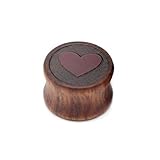 BlackAmazement Plug Flesh Tunnel Inlay Piercing Holz Herz Heart Liebe 10mm - 16mm rot braun Damen (Ø 16mm - 1 Stück)