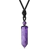 XIANNVXI Amethyst Kristalle Kette Herren Damen Heilung Kristall Anhänger Sechseckiger Punkt Anhänger Ketten Natürliche Edelsteine Verstellbares Seil Reiki Schmuck Halskette Geschenke Papa Mama