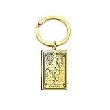 TEAMER Skelett Tarot Karten Schlüsselanhänger Edelstahl Amulett Ringelblume Tarot Karte Major Arcana Schlüsselanhänger für Schlüssel Autos Taschen, Gold, der Narr