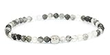 LAKADA Echtes Turmalinquarz Edelstein Armband mit facettierten 4mm Perlen und Edelstahllebensbaum Heilstein Schutzstein Edelsteinarmband Glücksbringer Talisman Geschenk (Turmalinquarz, 21CM, S)