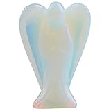mookaitedecor Edelstein Opalit Engel Figur Deko, Handgeschnitzt Heilstein Schutzengel Statue für Talisman Glücksbringer Fengshui Dekoration, 38-43 mm Hoch