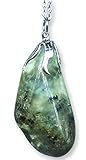 TENET -Anhänger mit echtem Mineralstein und Edelstahlkette, Edelstahl, Prehnit