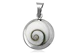 EYS JEWELRY® Damen-Anhänger Kreis rund 24 x 19 mm Shiva Auge Muschel 925 Sterling Silber weiß im Etui Damenanhänger