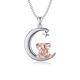 URONE Elefant Mond Halskette 925 Sterling Silber Elefant Halskette Schmuck Geschenk für Frauen Männer