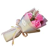 3 Köpfe Seifen Rose – Flora-Duftseife Rosenblüten Rosestrauß Rose Seife – pflanzliche ätherische Ölseife, Geschenk für Jahrestag/Geburtstag/Hochzeit/Valentinstag/Muttertag Rosa