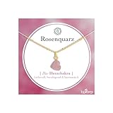 Bixorp Rosenquarz Herz Halskette - Das Herzchakra - Edelstein Chakra Anhänger Geschenk - Vergoldeter Edelstahlkette