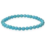 Lebensquelle Plus Kugelarmband | Perlen Armband 6 mm | Hochwertiges Edelsteinarmband | Natur Stein Edelsteinarmband dehnbar (Türkis rec.)