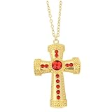 YingMengZhiGe Kreuz Kette Metall Herren Damen, Lange Halskette mit Kreuz Anhänger, Priester Kostüm Accessoire, Priesterkostüm Kinder, Keltisches Kreuz Anhänger, Orthodox Halloween Kette