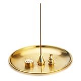 Räucherstäbchen Halter, 4-in-1 Räucherstäbchenhalter, 14 cm Messing Räucherstäbchenbrenner, 9 Loch Incense Holder Räuchergefäß,Gold Meditation Zubehör ideal für Heimdekoration, Meditation und Yoga