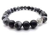 AB India Crafts Reiki Schneeflocken-Obsidian Edelstein Armband im Schmuckbeutel