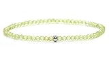 Echtes Peridot Edelstein Armband mit facettierten 3mm Perlen - verschiedene Längen - Heilstein Schutzstein Edelsteinarmband Glücksbringer Talisman Geschenk (Peridot, 14CM)