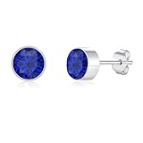 Cangall Damen Ohrstecker 925 Sterling Silber Mit Saphir Geburtsstein, Zirkonia Schlafen Knorpel Ohrringe Klein für Mädchen Zum Weihnachts Geburtstag