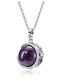 Jovivi 18mm Amethyst Kugel Anhänger Halskette Heilstein Kette Echt Kristall Pendant Glückskette Edelstein Schmuck